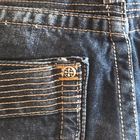 AFFLICTION Flapover BLAKE Black Premium Distressed Patches Y2k Denim Jeans 36 EC - Picture 15 of 16